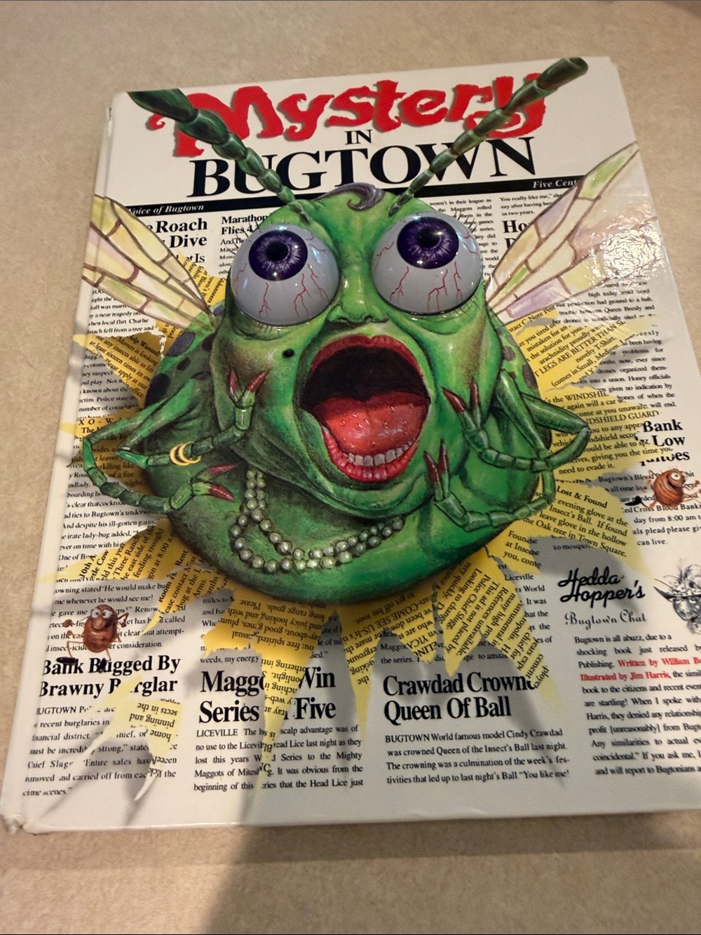 Mystery in Bugtown Decorative Book Cover - Green Bug Artwork